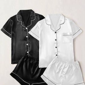 Satin Contrast Binding PJS BLACK SIZE Large